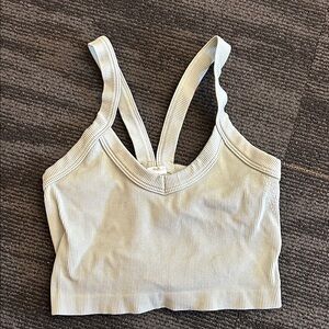 Forever 21 Ribbed Sports Bra - Cream